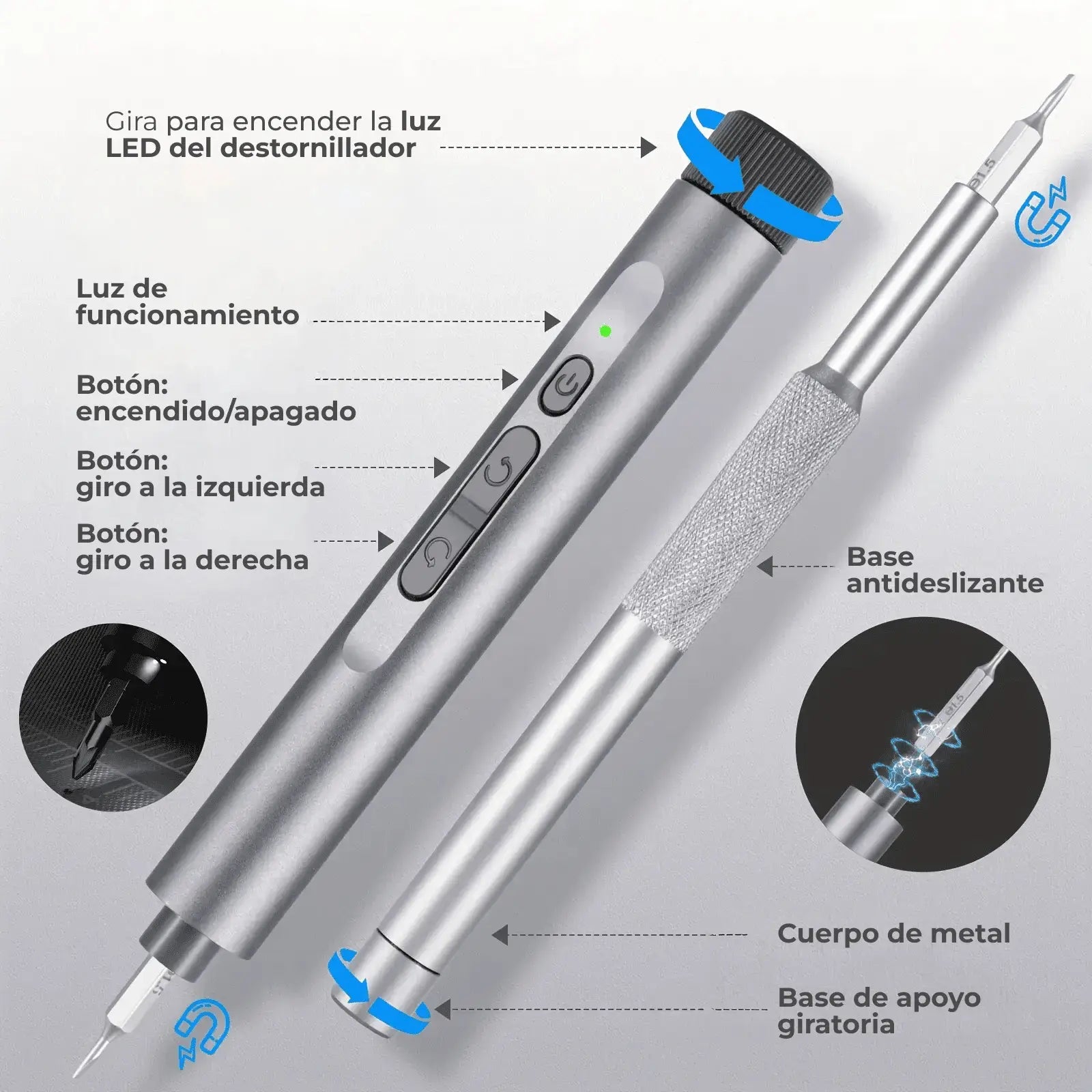 Kit Mega Key con Destornillador Eléctrico y Manual con 138 Piezas