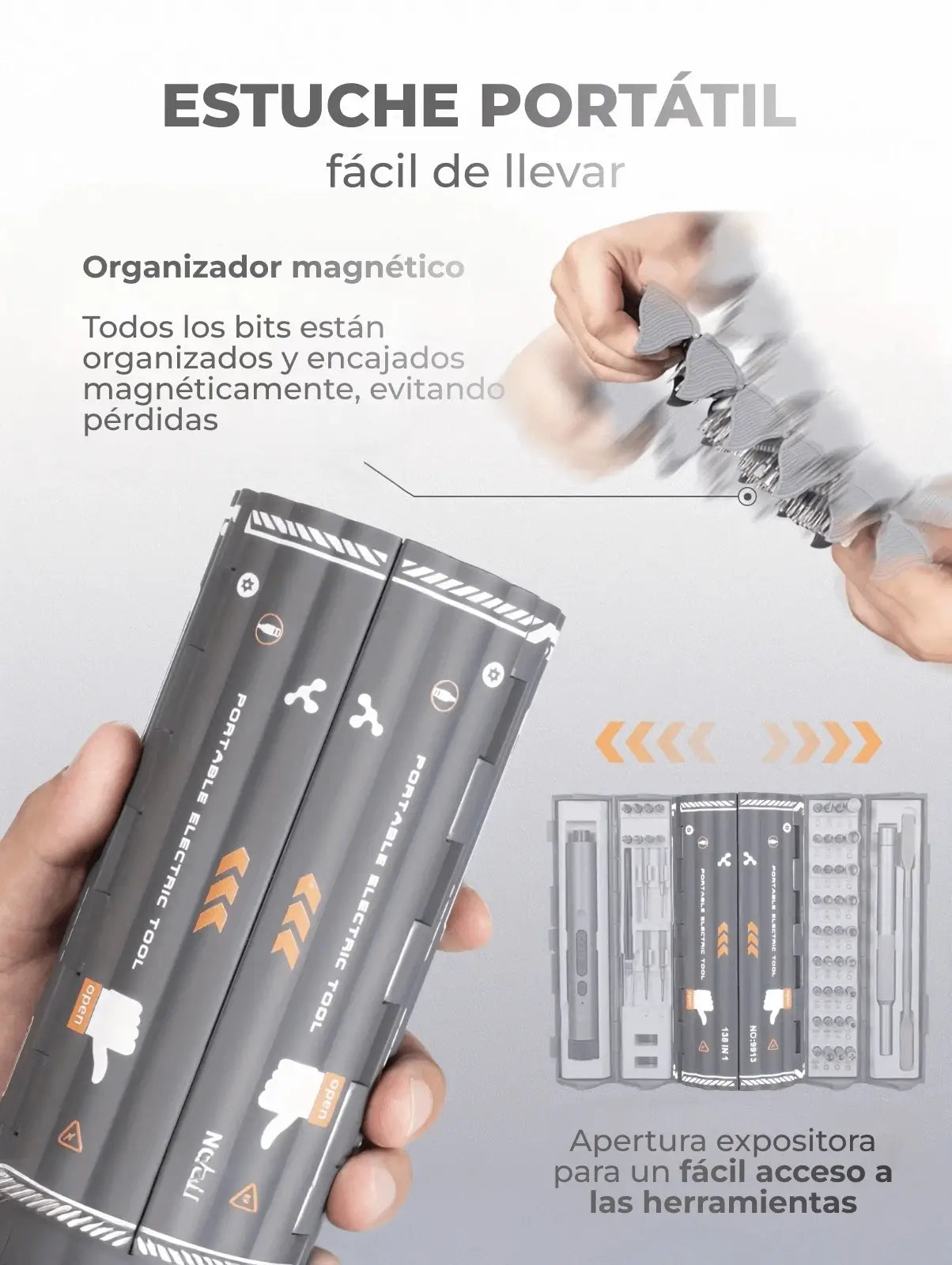 Kit Mega Key con Destornillador Eléctrico y Manual con 138 Piezas