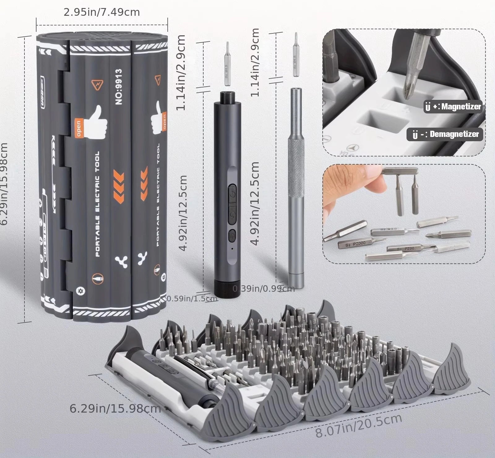 Kit Mega Key con Destornillador Eléctrico y Manual con 138 Piezas